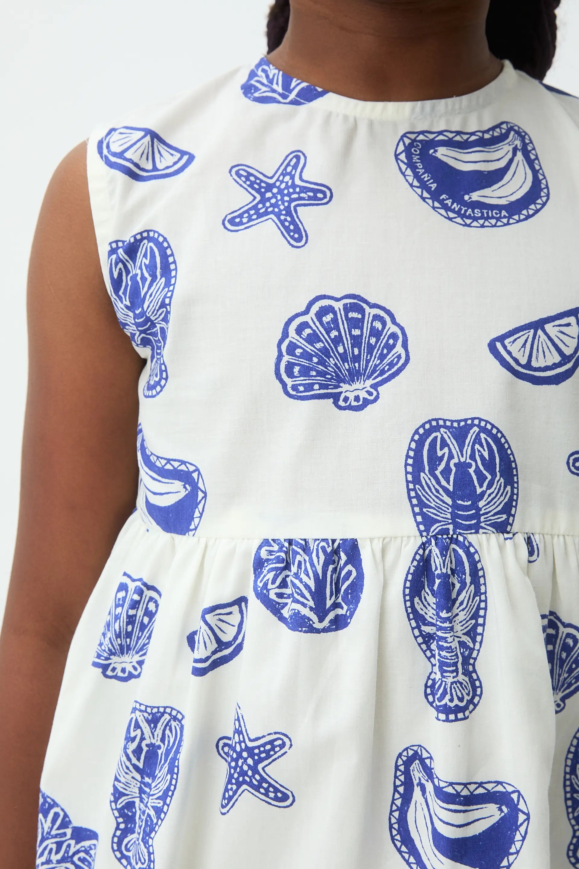 Vestido corto de ni?a 100% algod¨®n estampado Lobster