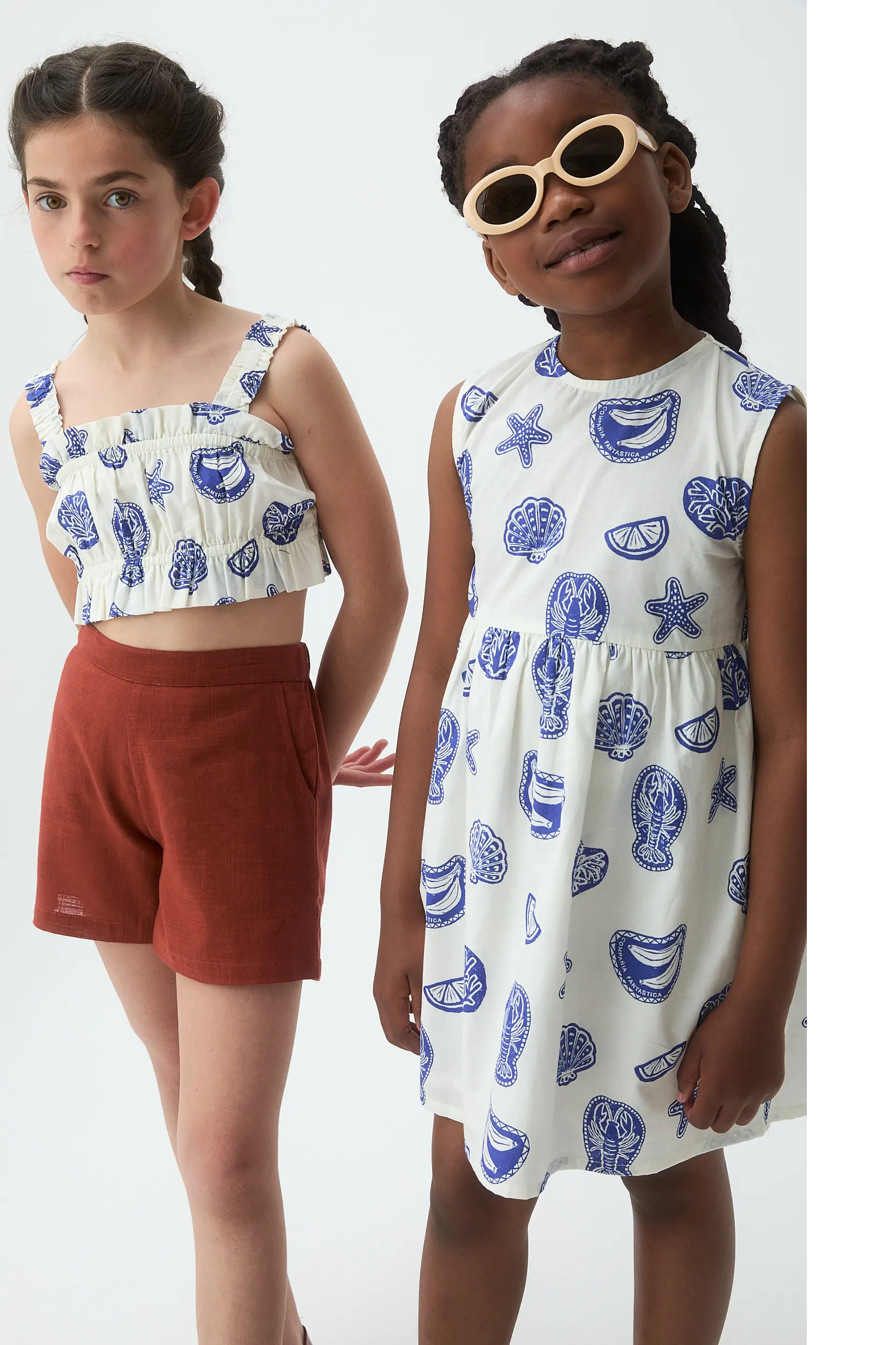 Vestido corto de ni?a 100% algod¨®n estampado Lobster