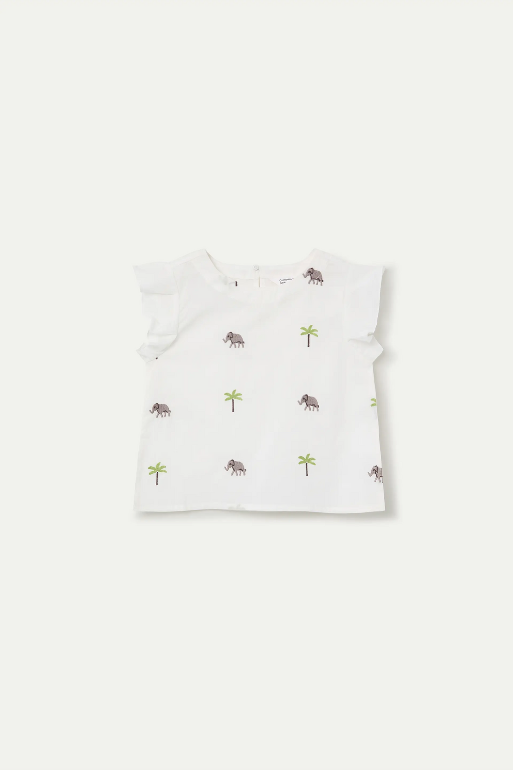 Top de ni?a con bordado Elephant & Palm Tree