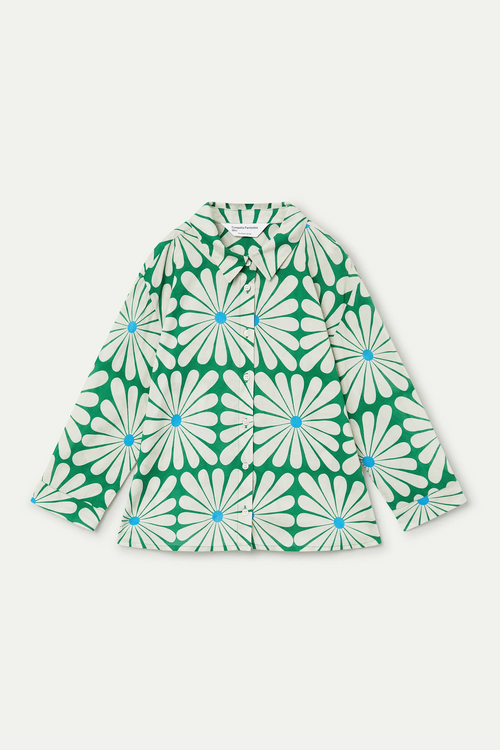 Camisa de ni?a con estampado Olive Flower Green