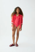 Camisa de ni?a con estampado Wave Red & Pink