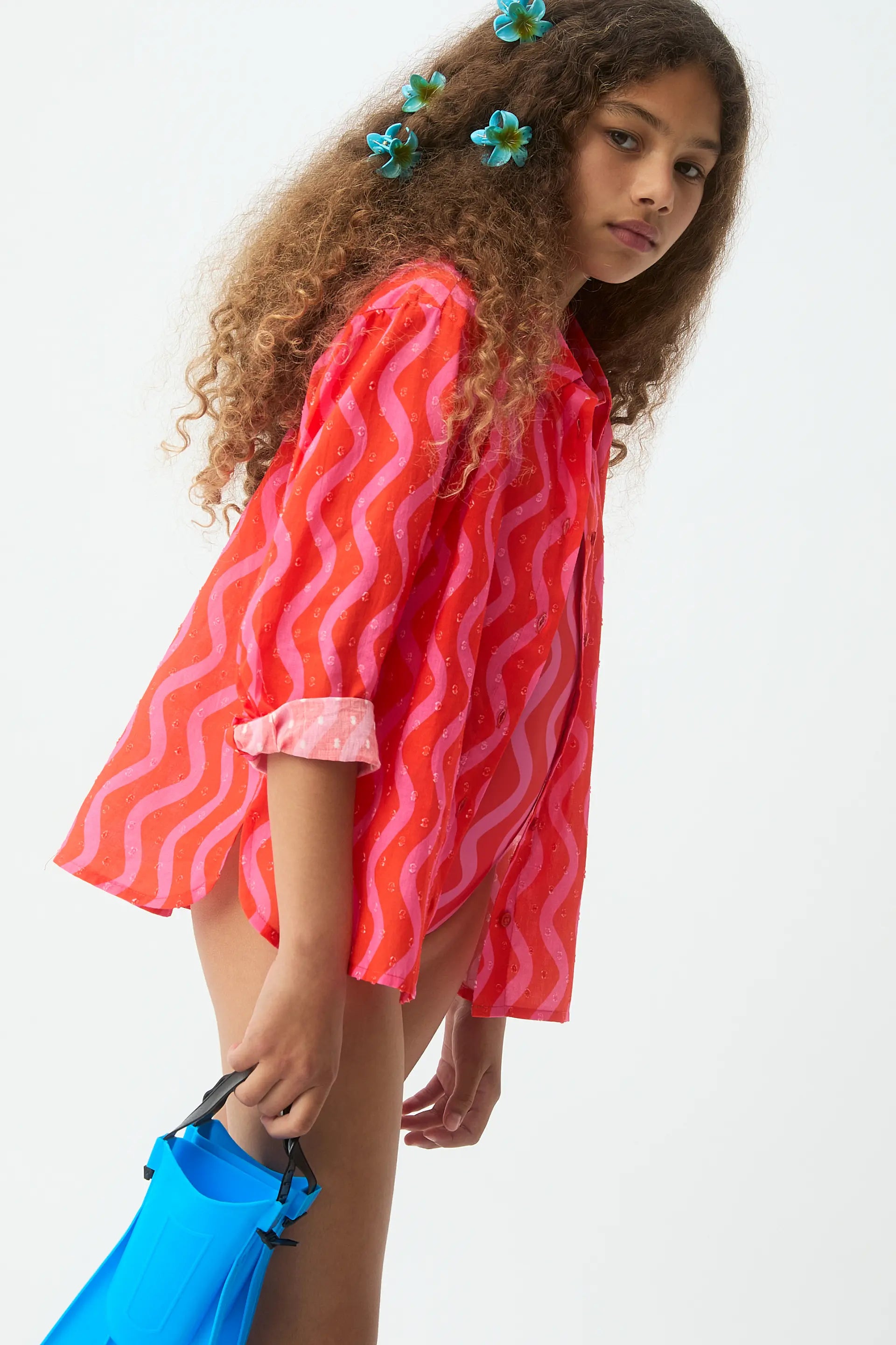 Camisa de ni?a con estampado Wave Red & Pink