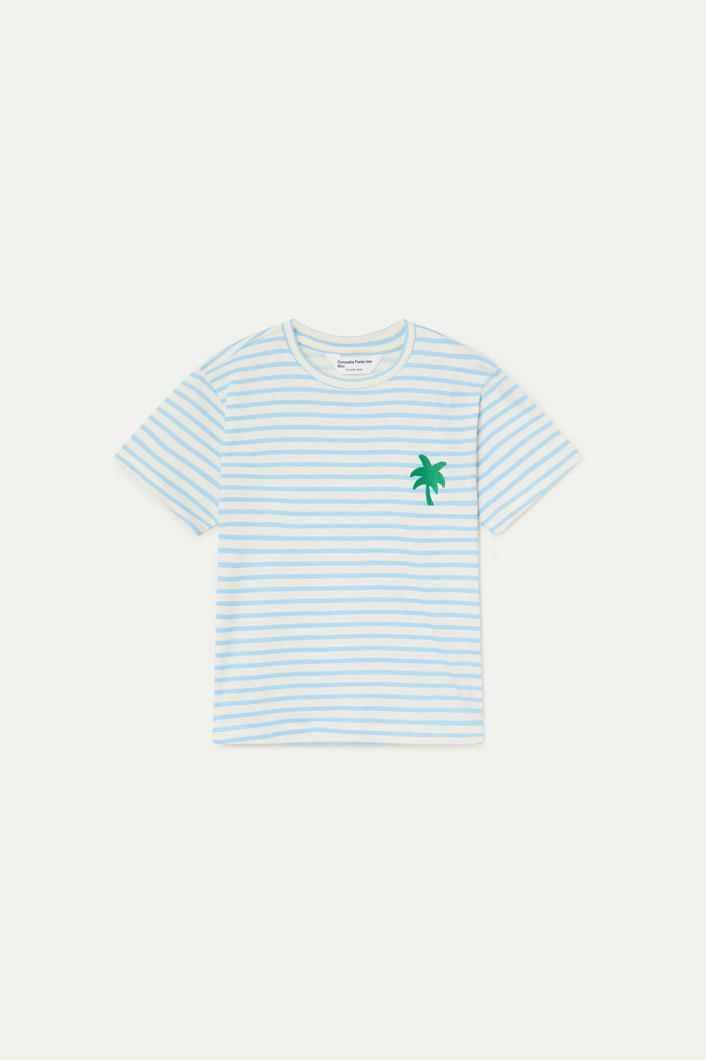 Camiseta de ni?a 100% algod¨®n con estampado de rayas blanco y azul