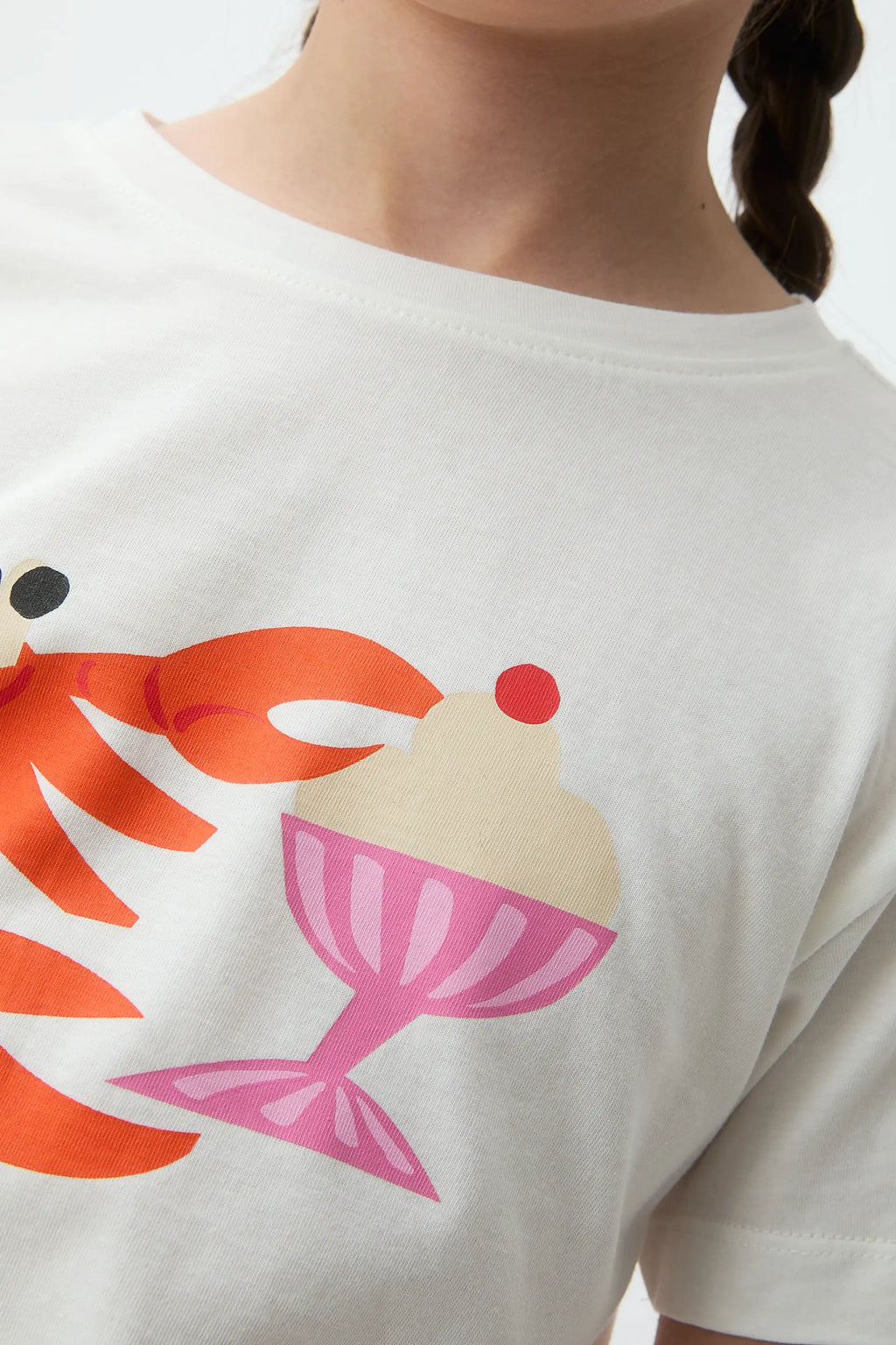 Camiseta de ni?a 100% algod¨®n con estampado de langosta