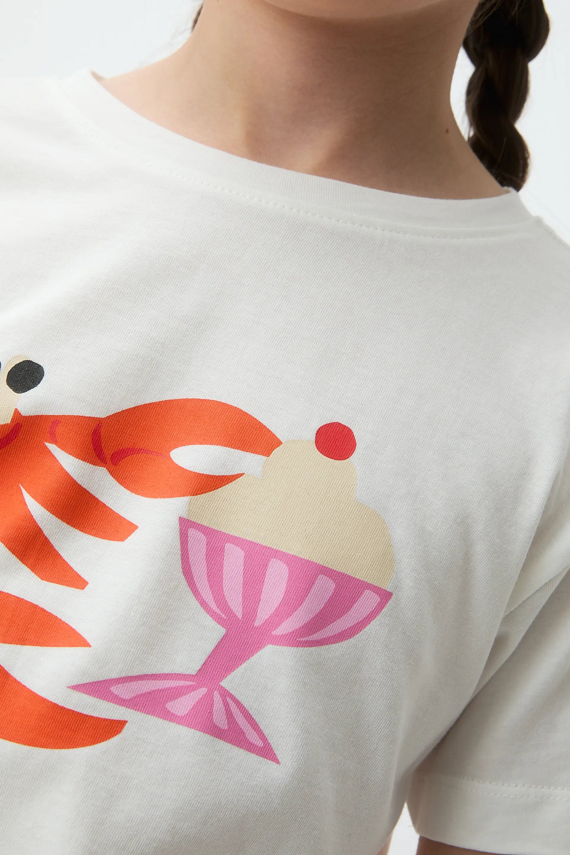 Camiseta de ni?a 100% algod¨®n con estampado de langosta