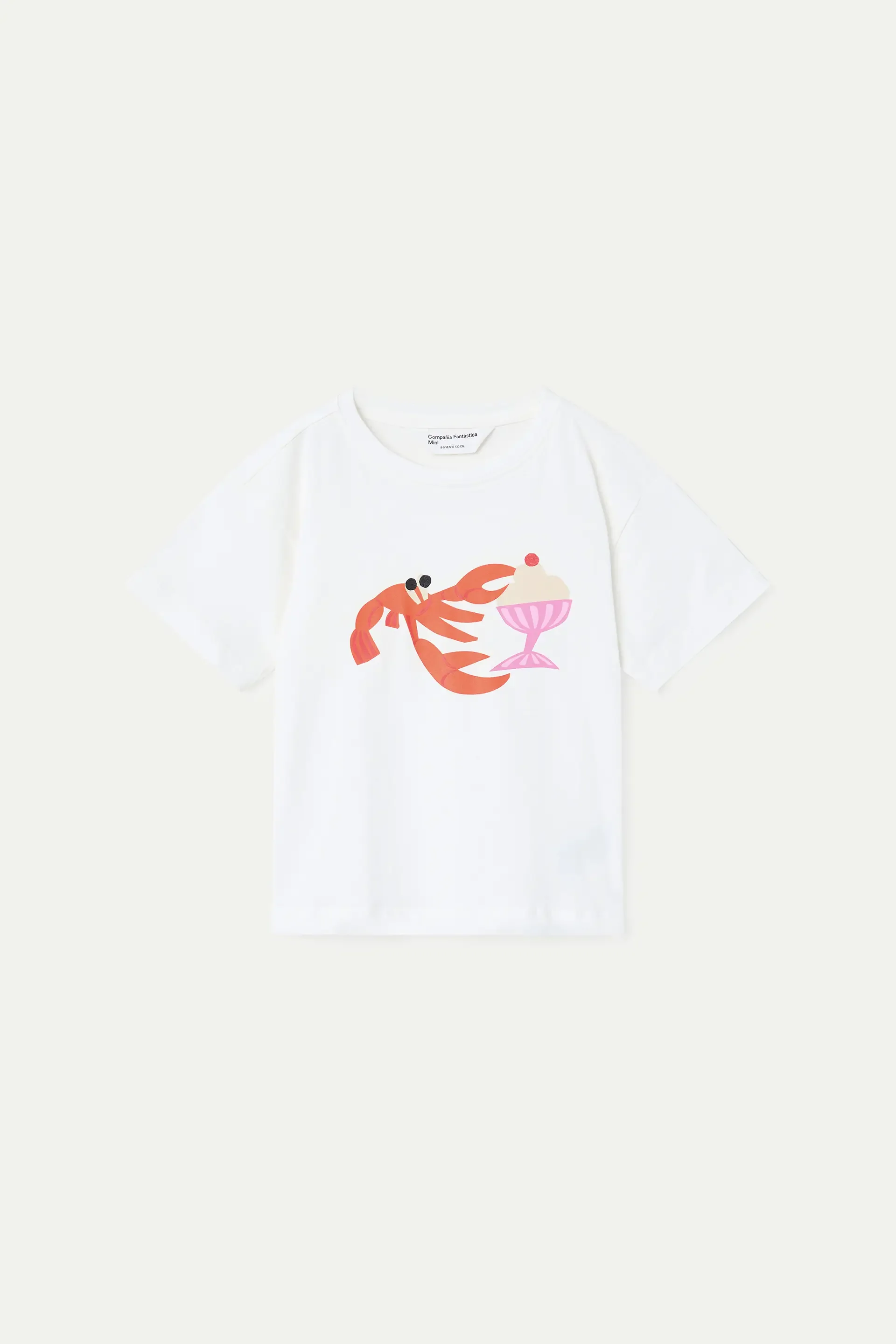 Camiseta de ni?a 100% algod¨®n con estampado de langosta