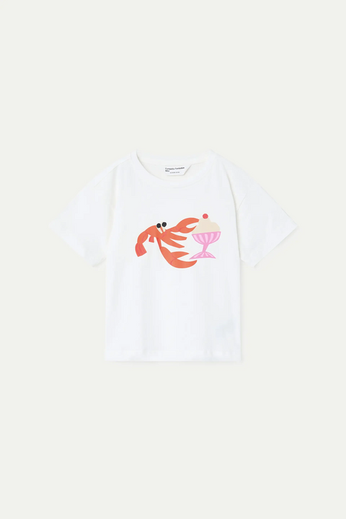 Camiseta de ni?a 100% algod¨®n con estampado de langosta