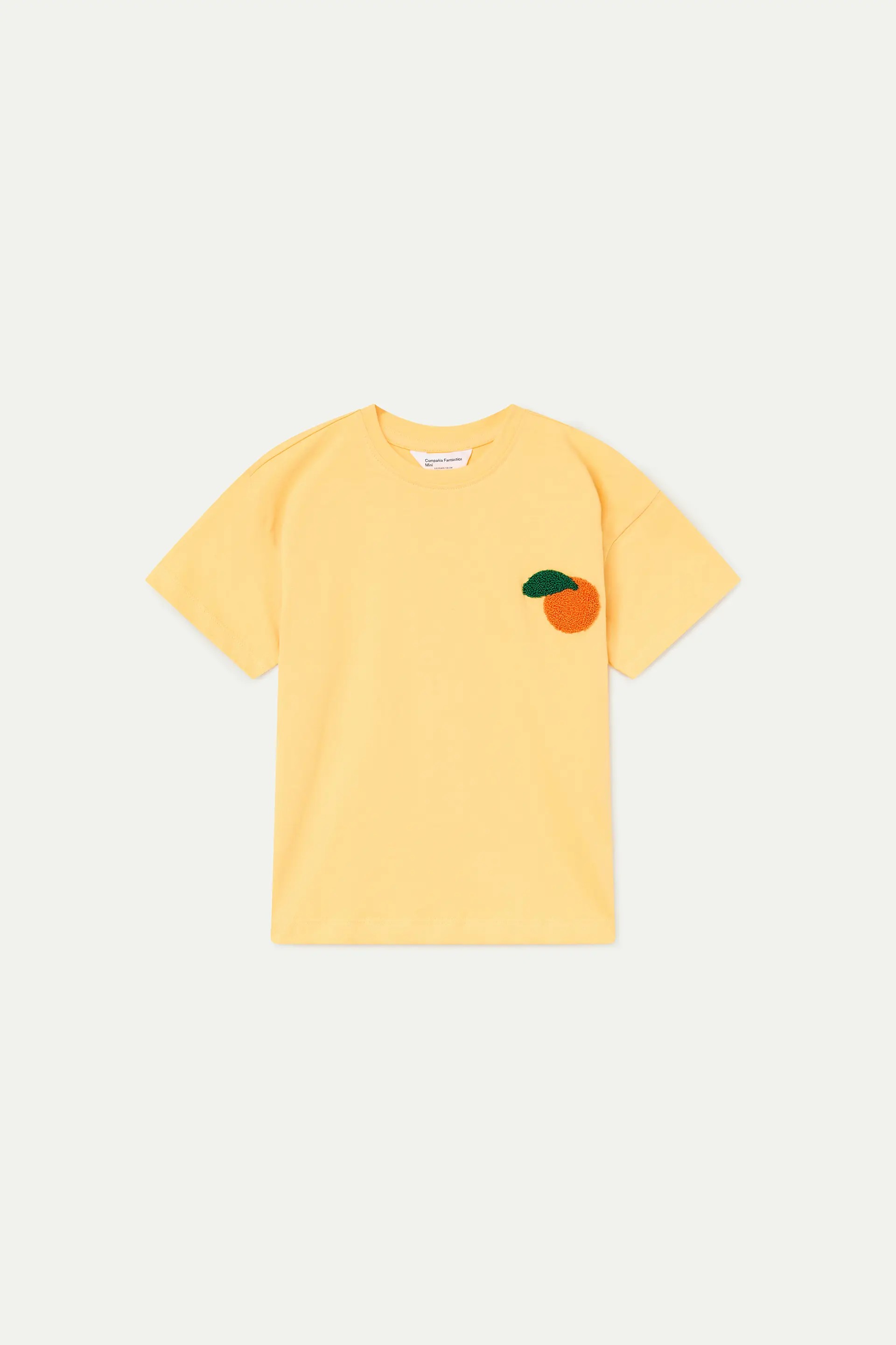 Camiseta de ni?a 100% algod¨®n con parche de naranja