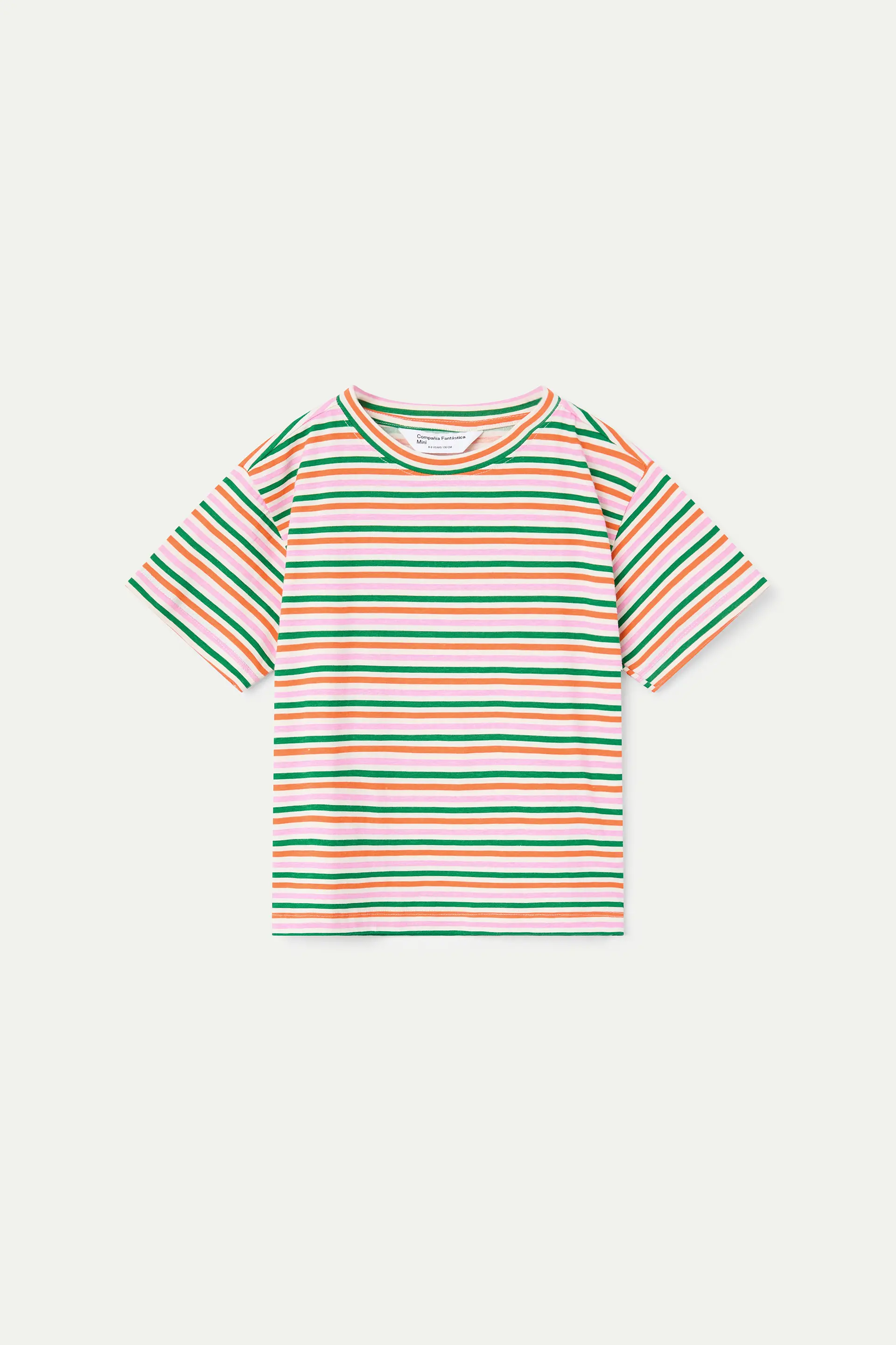 Camiseta de ni?a 100% algod¨®n con estampado rayas especial multicolor