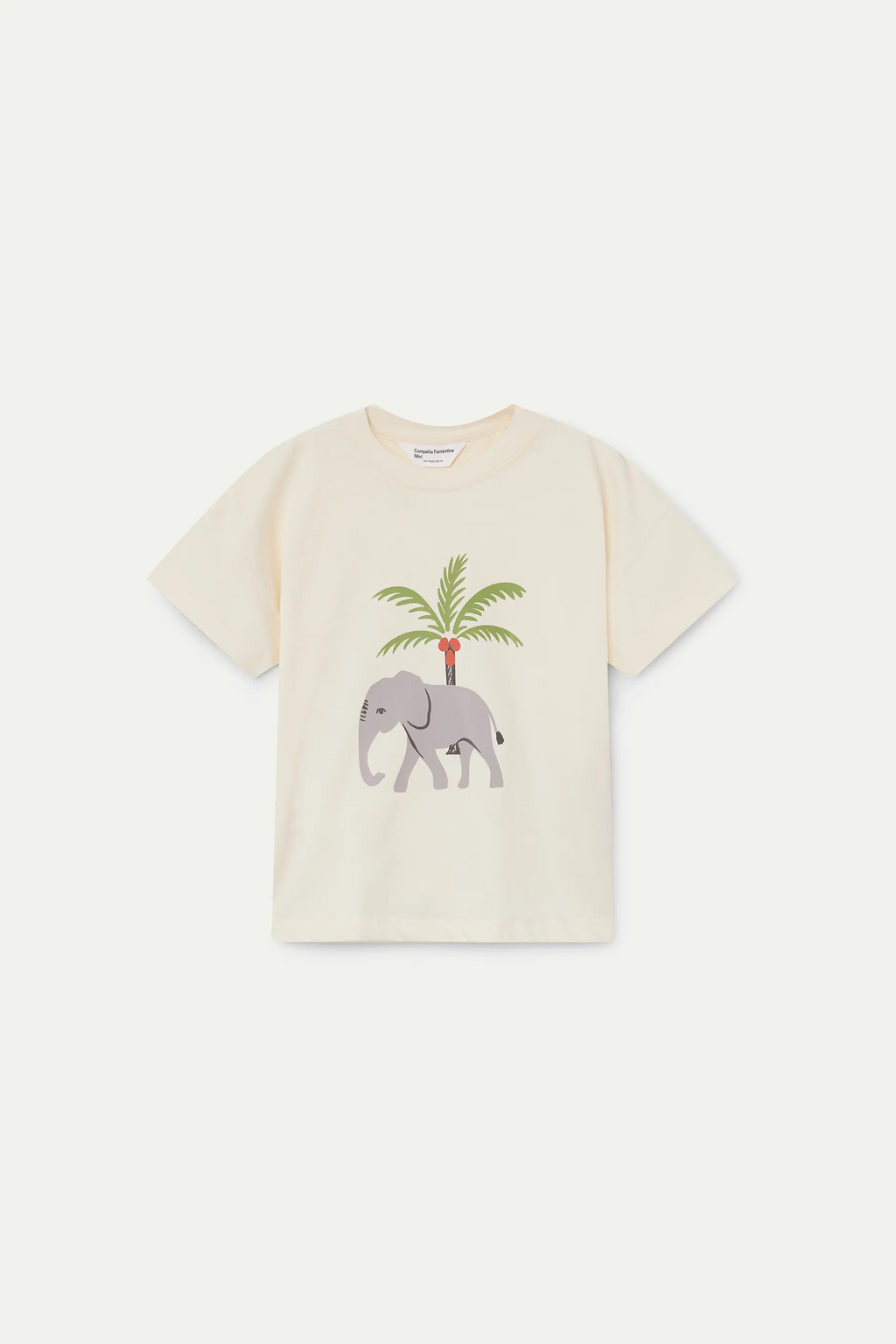 Camiseta de ni?a 100% algod¨®n con estampado de Elefante y Palmera