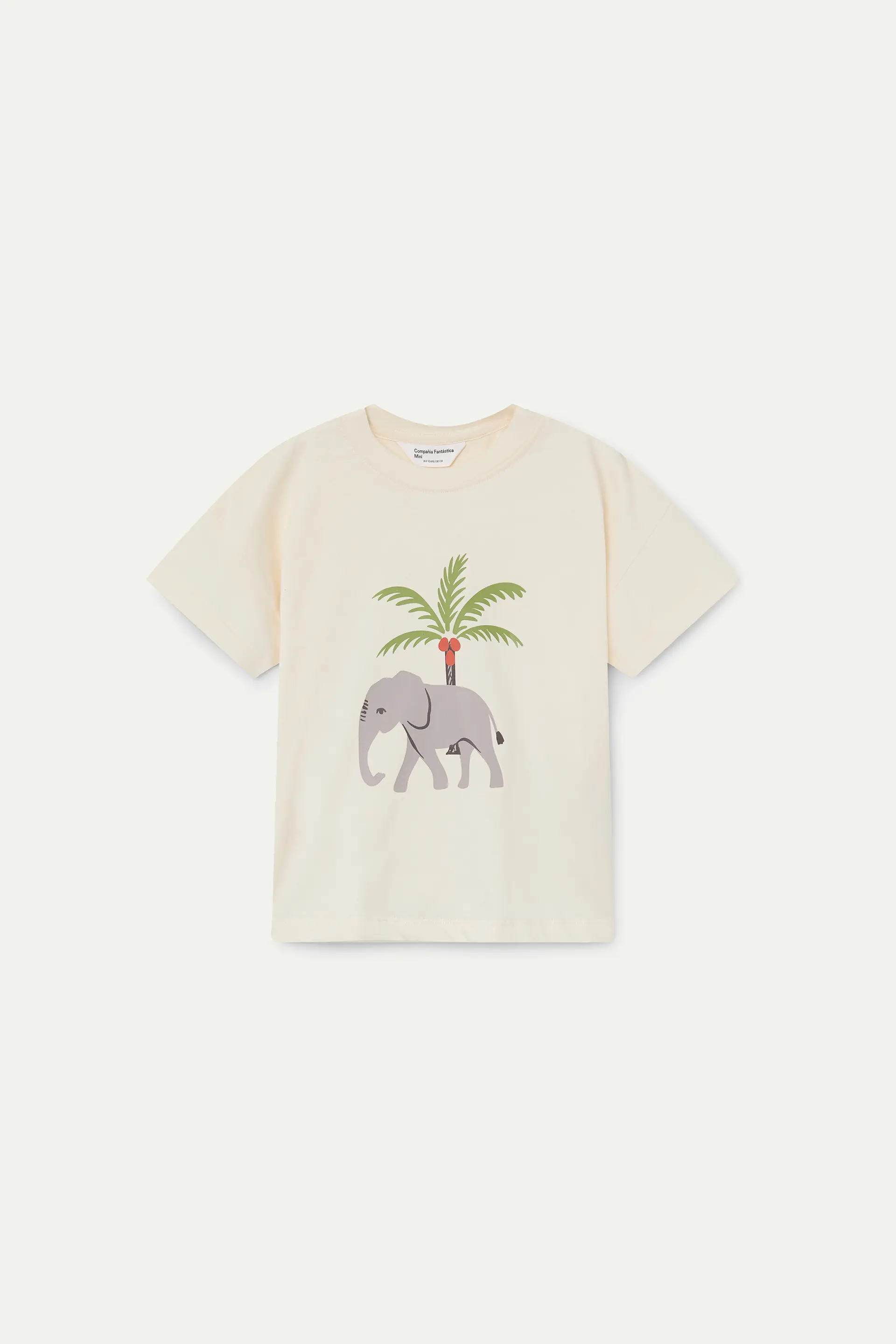 Camiseta de ni?a 100% algod¨®n con estampado de Elefante y Palmera
