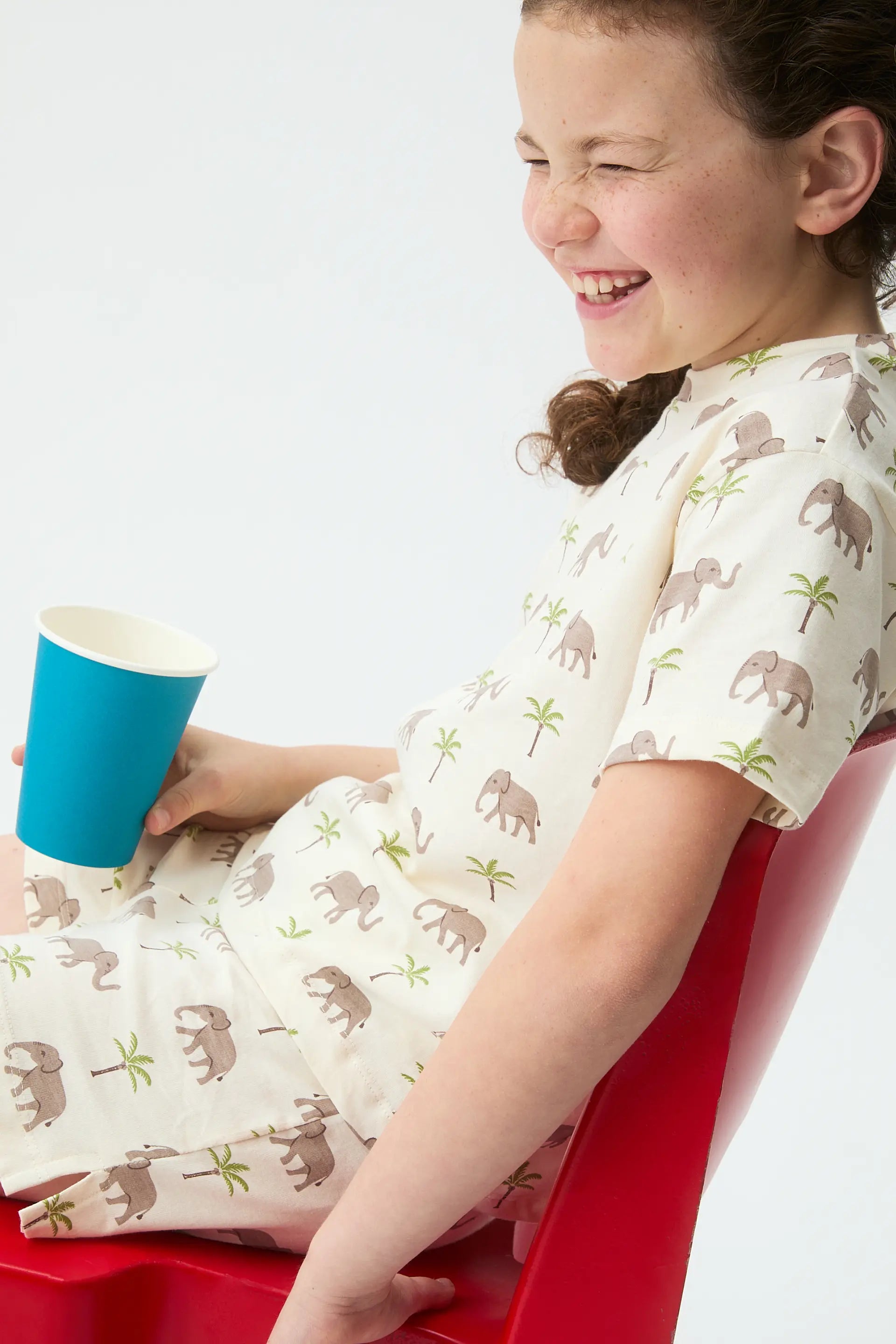 Shorts de niña 100% algodón con estampado Elefante