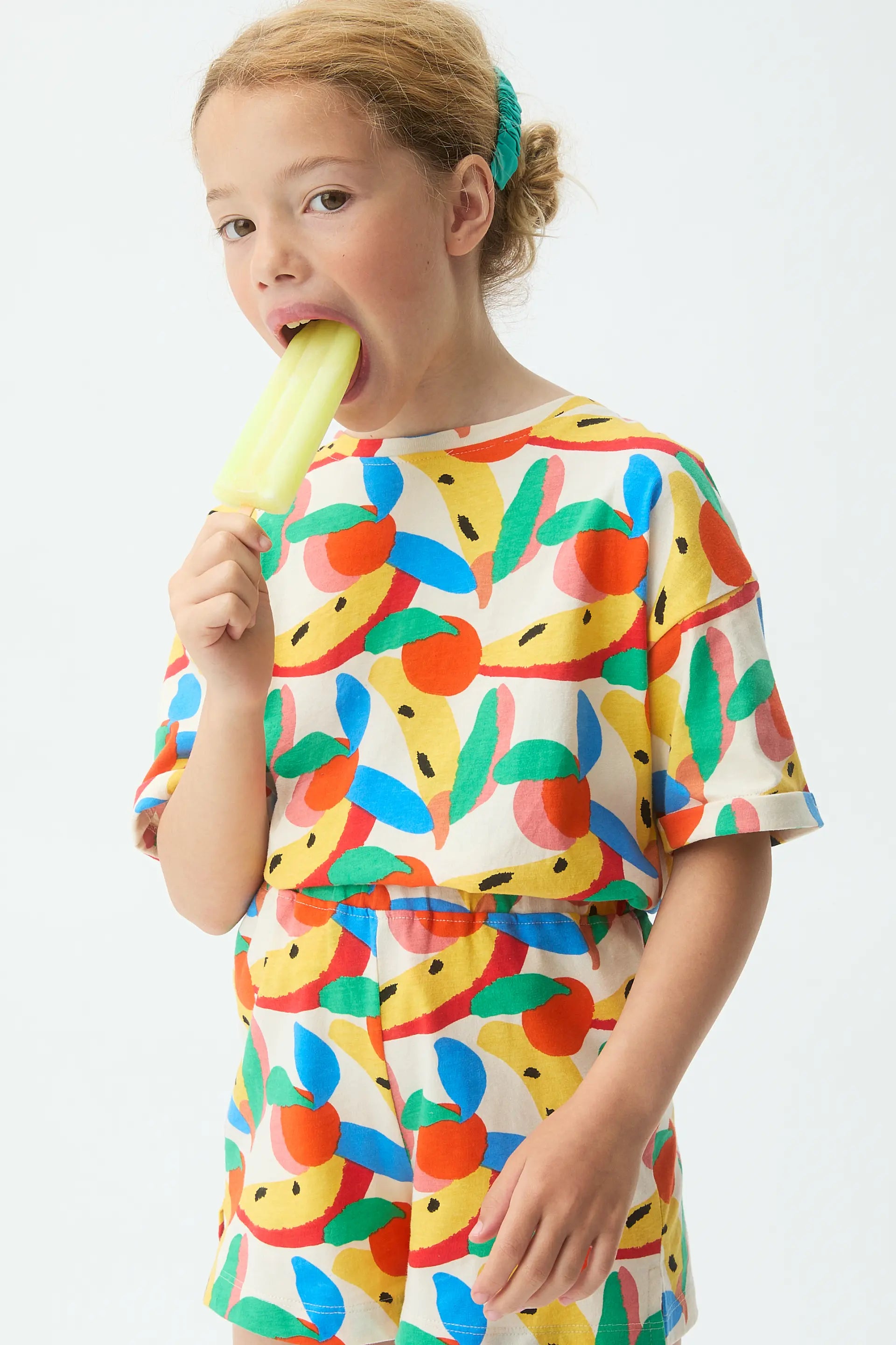 Shorts de niña 100% algodón con estampado Tutti Frutti