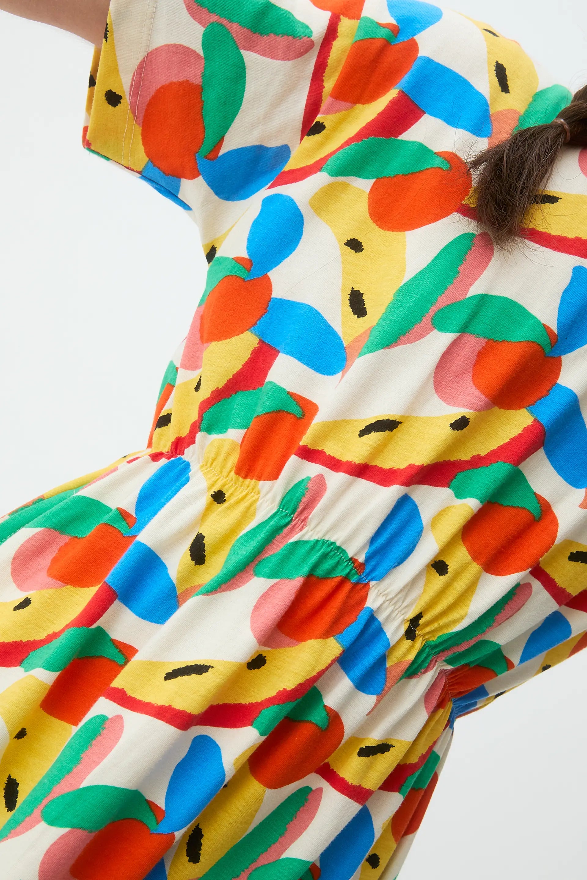 Vestido corto de ni?a 100% algod¨®n con estampado de Tutti Frutti