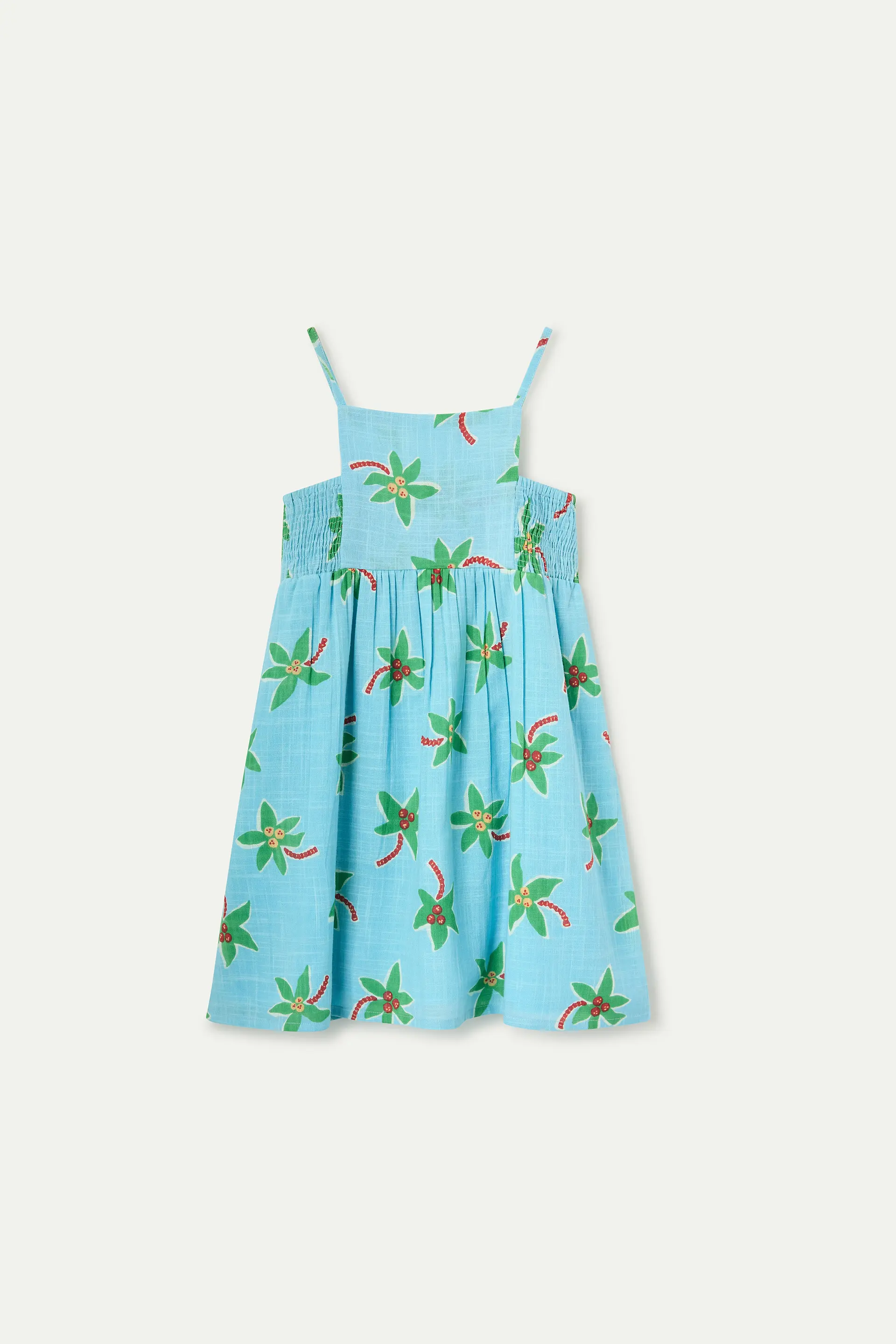 Vestido corto de ni?a 100% algod¨®n con estampado Cocotero Small