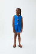 Top de ni?a 100% algod¨®n azul con parche de estrellas