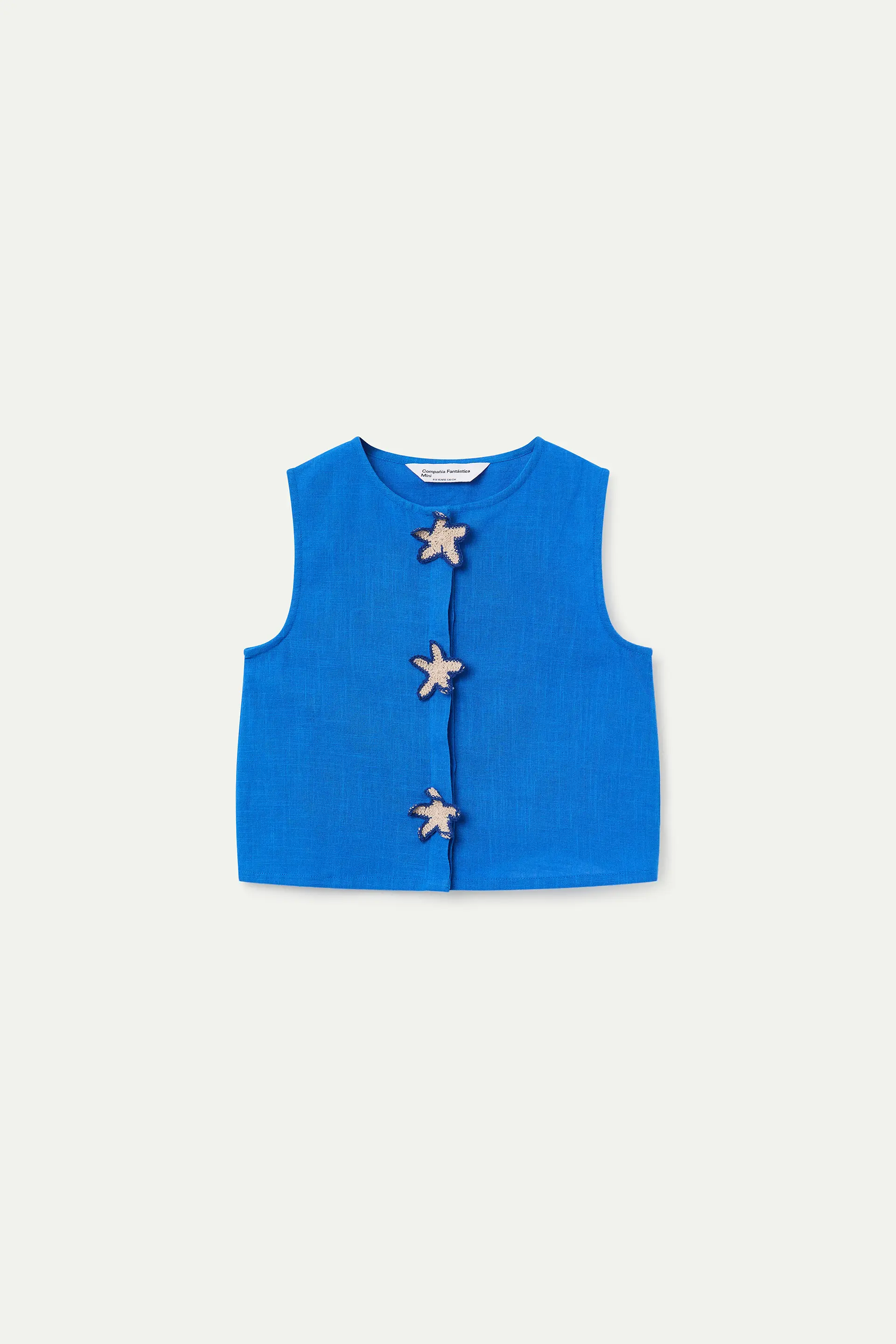 Top de ni?a 100% algod¨®n azul con parche de estrellas